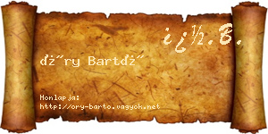 Őry Bartó névjegykártya